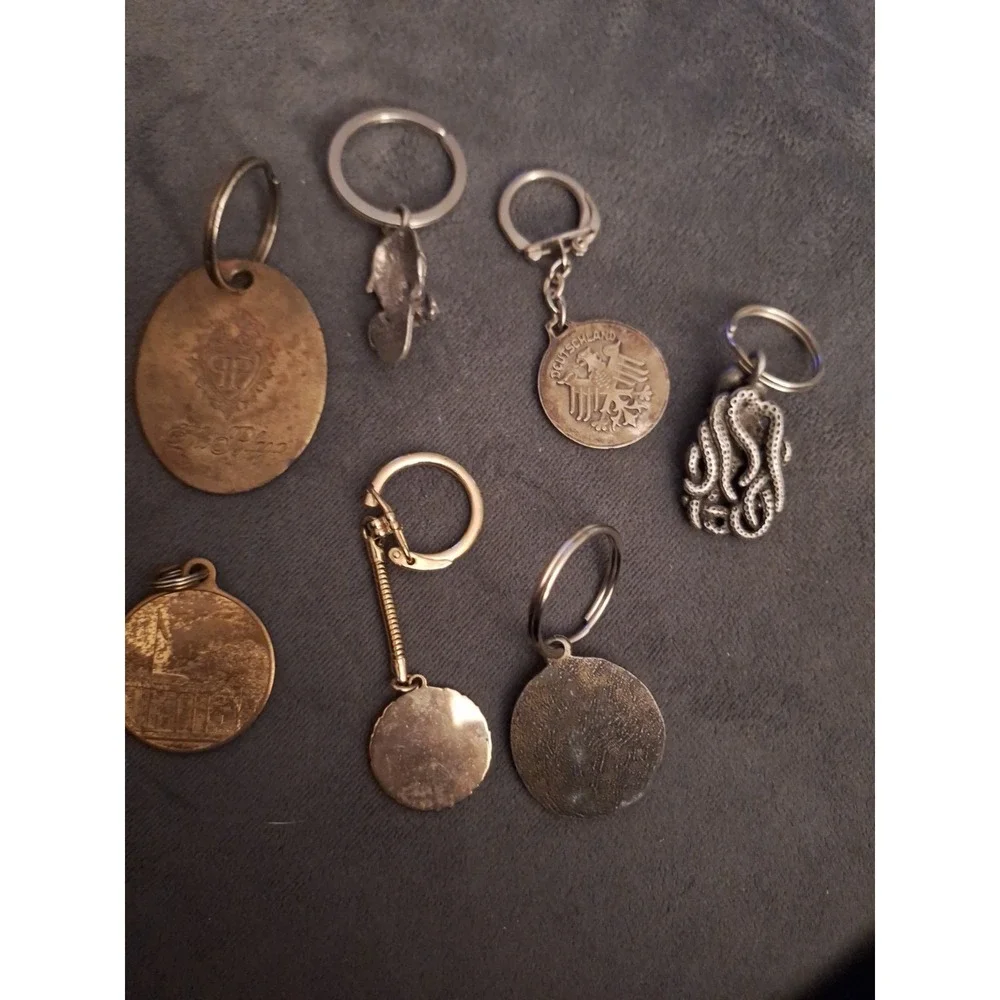 Odd Lot Of 7  Vintage Collectible Variety of  Metals Keychains